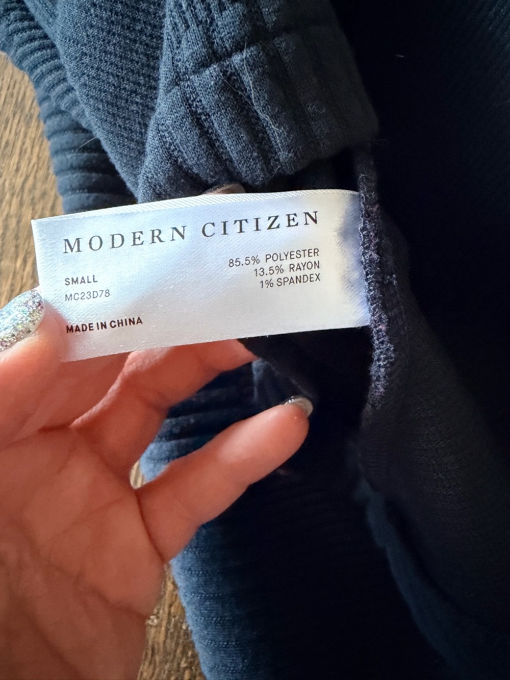 Modern Citizen Evie ribbed Knit Jersey Dress Navy Textured Midi Dress small - Picture 5 of 9